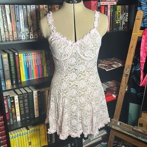Pink Lace Lingerie Short Gown